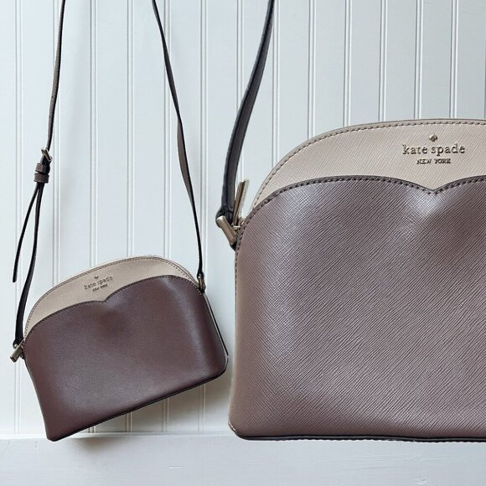 Kate‎ Spade Crossbody Purse Small Neutral Half Moon Zipper Pocket Formal Preppy